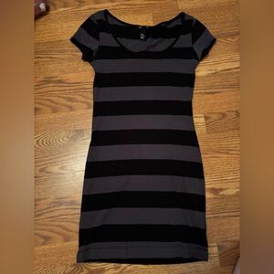 H&M Black and Gray Bodycon Mini Dress